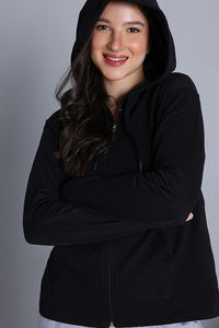Zivame Knit Cotton Hoodie - Black Beauty — thumbnail 7